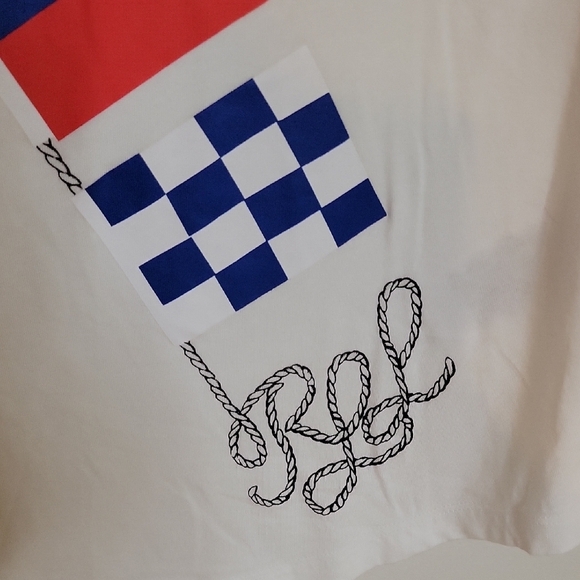 Lauren Ralph Lauren White Nautical Flag T-Shirt - Picture 3 of 8
